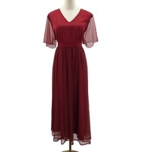 BLOOMCHIC 14-16 1X Plus Red Tulle With V Neck And Pockets Midi Dress NWT B131